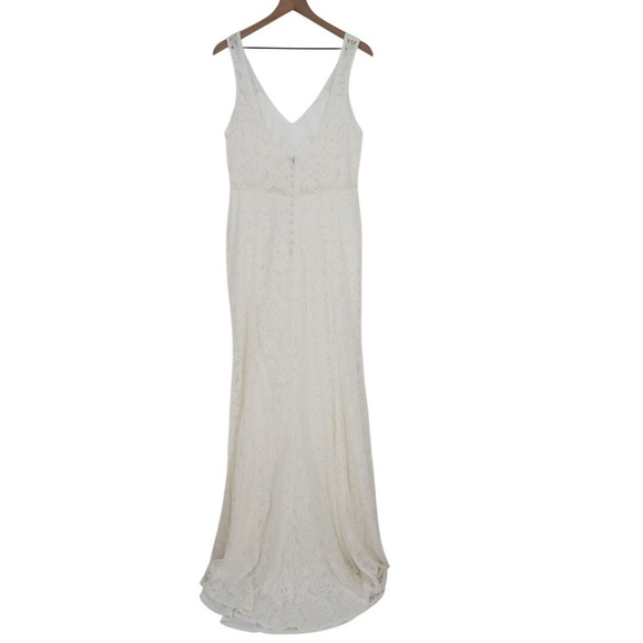 Lulus Beloved Eternity Maxi Dress Womens 2XL White Nylon Lace Detail Sleeveless - Picture 7 of 9